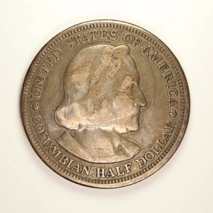 1892 Columbian Expo Silver Commemorative Half Dollar - Very Fine- VF - Picture 1 of 2