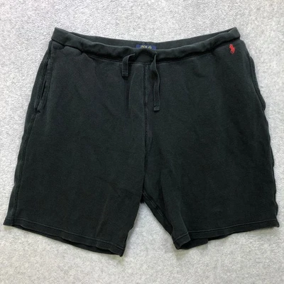 Polo Ralph Lauren Sweat Shorts Mens Extra Large Black Preppy Drawstring Red Pony - Image 1 of 4