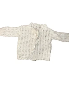 Vintage Handmade Girls White Sweater 60s:70s No Tags About 9 Months - Picture 1 of 2