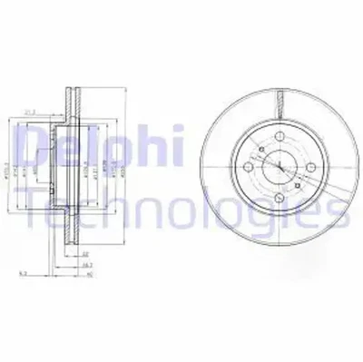 2x Disco de freno ventilado BG4053 DELPHI para TOYOTA YARIS - Imagen 1 de 4