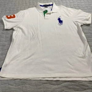 Polo Ralph Lauren Polo Shirt Mens 2XL White Custom Fit Embroidered Big Pony 3 - Picture 1 of 10