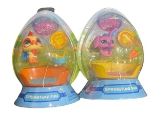 NEW Littlest Pet Shop Series Springtime Fun Easter Set Rooster and Bunny  - Picture 1 of 5