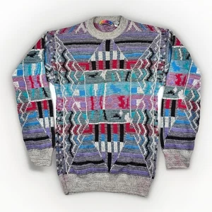 Vintage 3D 90s Coogi Style Knit Cosby Sweater Ramie Cotton Rare Made in Korea - Picture 1 of 20