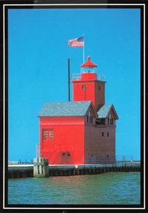 PC vintage cromada Holland Lighthouse, South Pier Holland, Michigan 4 x 6 - Imagen 1 de 2