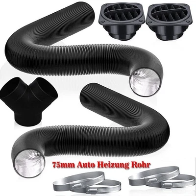 Manguera de conducto de estacionamiento diésel para aire con ventilación y clips CALIENTE 75 mm tubo de conducto Foto 1 de 4