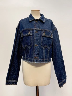 M MISSONI blue cropped denim jacket with zigzag ornament and front pockets , S - Immagine 1 di 4