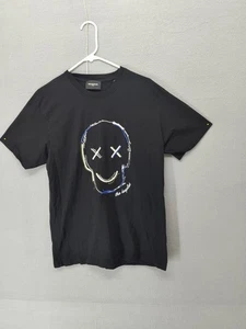 The Kooples Shirt Mens Large Black Graphic Embroidered Face Tee T-Shirt Cotton - Picture 1 of 18