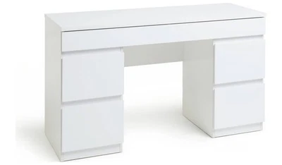 Jenson Double Pedestal Dressing Table-Matte White - Image 1 of 4