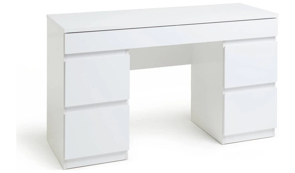 Jenson Double Pedestal Dressing Table-Matte White - Image 1 of 4