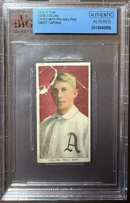 💥1909 - 1911 T206 Eddie Collins Portrait Philadelphia Athletics HOF BVG Auth📈 - Image 1 of 2