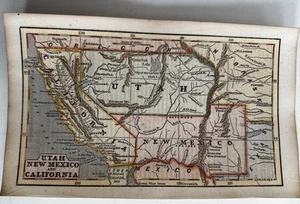 Territorial Western states USA Utah CA NM 1853 Ensign miniature hand color map - Picture 1 of 4