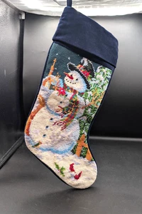 Medias de Navidad de lana y algodón con punta de aguja muñeco de nieve ribete y respaldo de terciopelo - Imagen 1 de 2