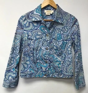 Peck And Peck Womens Size 6 Petite Top Blue White - Picture 1 of 6