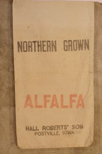 Antique Hall Robert's Son Postville Iowa Alfafa Burlap Bag Northern Grown - Picture 1 of 2