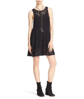 Vestido recto FREE PEOPLE para mujer negro de encaje sin mangas con escote ilusión XS Foto 1 de 4