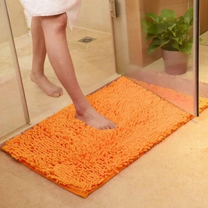 Orange Fall Plush Chenille Bath Rugs Extra Soft and Absorbent Microfiber Shag Ru - Picture 1 of 12