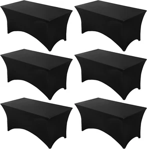 6 Pack Table Cover, 6FT Spandex Table Cloth Fitted Rectangular Tablecloth Resist - Picture 1 of 7