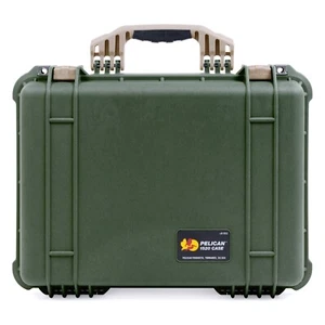 Pelican 1520 OD Green & Tan Case. Comes with pluck foam. - Picture 1 of 3