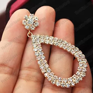 CLIP ON Strass KRISTALL TROPFEN REIFEN Reifen OHRRINGE silberton SCHRAUBENCLIPS - Bild 1 von 10