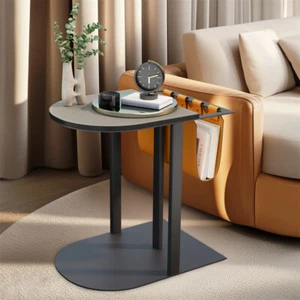 Strong C Shaped End Table Slide Under Sofa Table Side Table with Magazine Holder - Picture 1 of 16