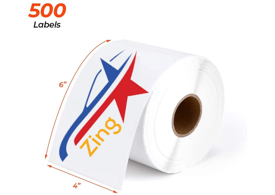 500 Label (1 ROLL) White Thermal Labels for Zing Thermal Label Printer 150mm 4x6