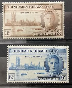 TRINIDAD & TOBAGO -SC #62-63 KGVI, Peace & Victory George VI. 1946 MLH - Picture 1 of 1