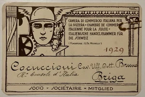 REGIO CONSOLE D’ITALIA TESSERA BRIGA CÁMARA COMERCIO ITALIANA PER LA SVIZZERA - Imagen 1 de 6