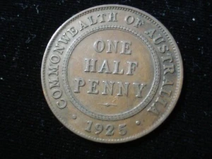 Australian 1925 Half Penny Coin KGV (SA06) - Picture 1 of 2