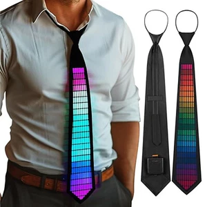 Light Up Tie Sound Control Novelty Flash Necktie for Men Halloween Party Prop - Picture 1 of 12