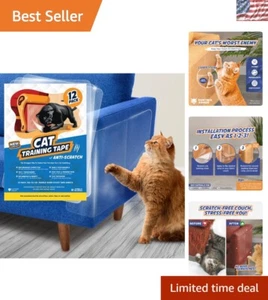 Ultimate Cat Scratch Deterrent - Clear Adhesive Tape, 12 Large Easy-Peel Sheets - Picture 1 of 9