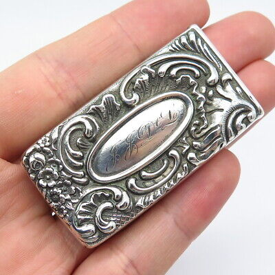 Antique Victorian 925 Sterling Silver Engraved Repousse Razor Blade Case Holder • 9£