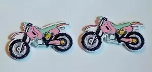 2 Dirtbike Motorcycle Sewing Buttons Crafting 2 Hole Wood 1.25" - Picture 1 of 2