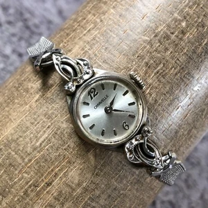 Vintage Caravelle Women Dress 10K RPG Silver Tone Mechanical Wind 16mm Watch 6" - Picture 1 of 12