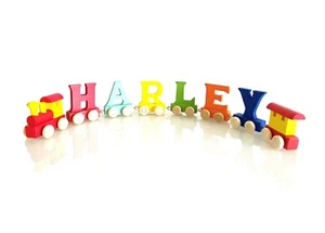 Wooden Personalised Train Alphabet Letters Names For Birthday Christening Gift - Picture 1 of 41