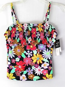 SALT+COVE Juniors Floral Print Smocked Tankini Size M Retail $34.99 - Picture 1 of 3