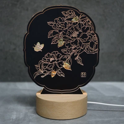 Design LED Handgemachte Bambus Perlmutt Nachttischtlampe Korea Asien Neu Luxus - Bild 1 von 4