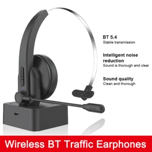Wireless Computer Headset w/ 270° Adjustable Mic for Call Center Bluetooth 5.4 - Photo 1 sur 24