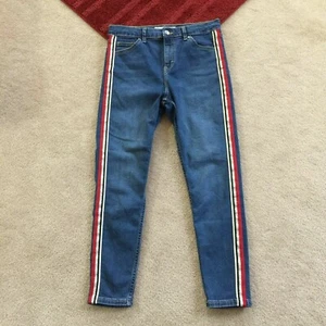 Topshop Moto Jamie Jeans Womens W30 Striped Sides MY - Picture 1 of 10