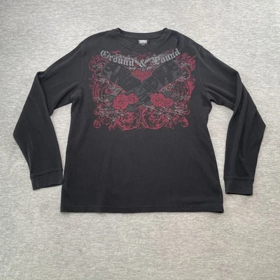 Camisa MMA Elite Hombres XL Negra Térmica Y2K Cyber Goth Punk Tierra Libra Ala de Ángel Foto 1 de 4