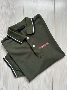 PRADA Linea Rossa Short Sleeve Polo Shirt Khaki Green Genuine Size S - Picture 1 of 7