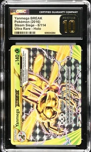 CGC 10 PRISTINE Yanmega BREAK 8/114 Holo Rare XY Steam Siege Pokemon Card POP 4 - Picture 1 of 2
