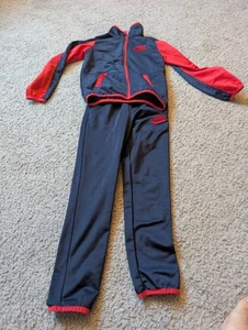 Nike Boys Tracksuit Set Size L (6-7Y) Navy Blue Red Full Zip Jacket & Pants - Picture 1 of 3