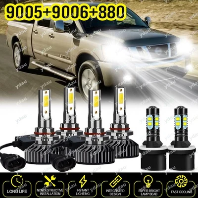 PARA Nissan Titan 2004-2015 6x combo faróis de LED lâmpadas de neblina de feixe alto/baixo - Imagem 1 de 4