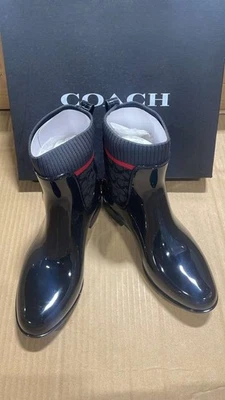 COACH Rain Bootie Women’s G5255  Black  Rubber Wet-Weather Chelsea Boots size 6B - Image 1 of 4