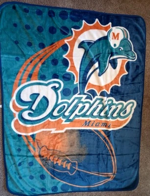 Manta de felpa Miami Dolphins The Northwest Co NFL 62" X 80", suave  Foto 1 de 4