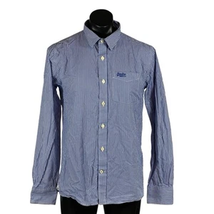 Superdry Shirt Men's Size X-Large Blue & White Pinstriped Cotton Made in India - Picture 1 of 10