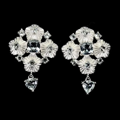 Pendientes cuadrados de plata de ley 925 aguamarina 5 mm joyas de piedras preciosas naturales Foto 1 de 4