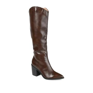 Journee Collection Women's Daria Cowboy Knee High Boots - Brown (Size 11) - Picture 1 of 4