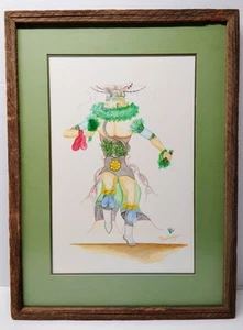 Vintage Hopi Original Gemälde Indianer Bevasiviya Roy Calnimptewa signiert - Bild 1 von 13