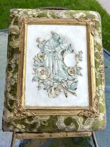 Antique Victorian Edwardian Lovers Couple Green Cloth Photo Album 1800s + Stand! - Picture 1 of 24